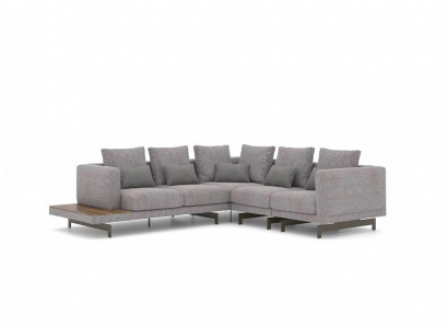  Sofa Couch L-Form Designer Grau Ecksofa Textil Luxus Wohnzimmer Einrichtung
